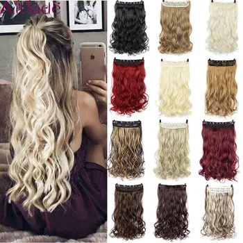 

AILIADE Clip In Hair Extensions Synthetic Wavy 24 Inch 190G Premium Heat Resistant Hair Blonde Brown 22 Colors Available