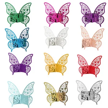 

New 50 Pieces/Set Butterfly Style Laser Cut Paper Napkin Rings napkins Holders Hotel Wedding Favors Table Decoration Dropship