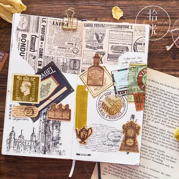 

12 Styles Vintage Journal Stickers Retro PVC Furniture Pattern Stickers Scrapbooking Diary Decorative Stationery Sticekrs