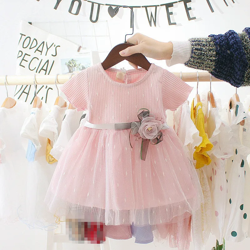 Одежда для маленьких девочек платье для девочки 1 года; платье для первого дня рождения; платье Новое модное милое платье принцессы; платье для малышей; Одежда для младенцев; платья для малышей - Цвет: flower pink