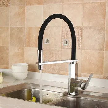 

Xueqin Black Rubber Flexible Pull Down Kitchen Faucet Spary 360Rotation Single Handle Nozzle Mixer Tap Cold And Hot Deck Mounted