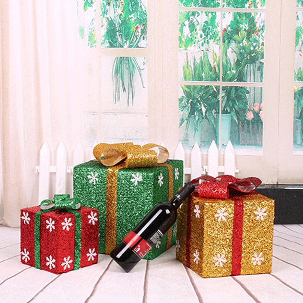 Рождественская Подарочная коробка Gillter большой Рождественский подарок упаковочные коробки красная лента крышки США