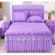 1/3 шт. фиолетовое платье принцессы покрывало постельный комплект зима толстые теплые постельное белье простынь с хлопковым кружевом чехол для матраса