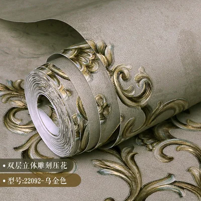 5 High quality 3D stereo pressed European style peacock green wallpaper luxury non-woven Damascus wallpaper bedroom TV background - Цвет: 5