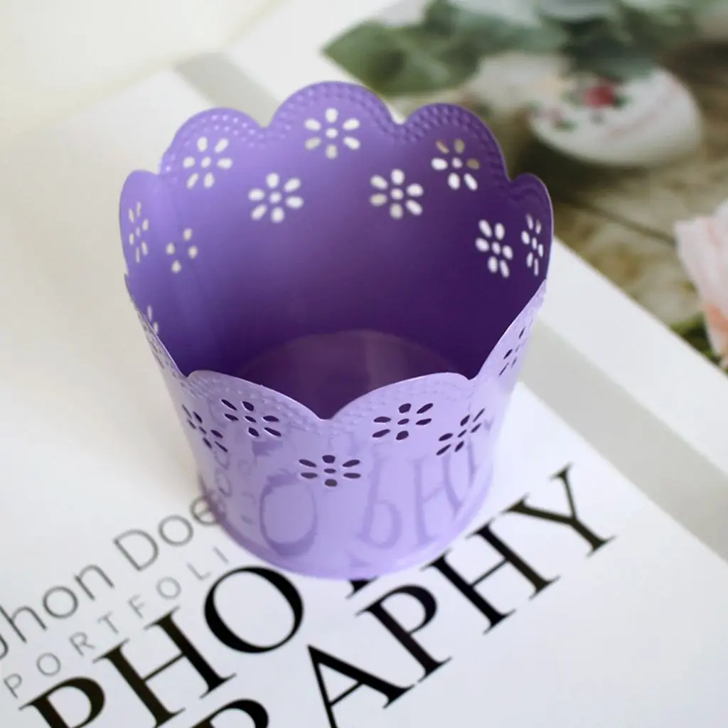 Hollow Flower Basket Holder Container Desktop Organizer Makeup Barrels Bucket