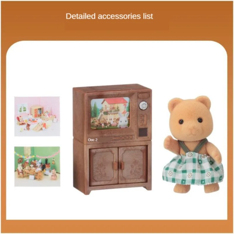 Sylvanian Families игрушка Sylvanian Families медведь сестра и телевизор девичий игровой дом кукла игрушка модель 5143