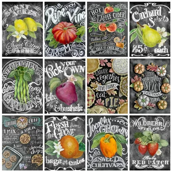 

HUACAN Diamond Painting Full Square Drill Cartoon Fruit DIY Diamond Embroidery Sale Blackboard Home Decoration