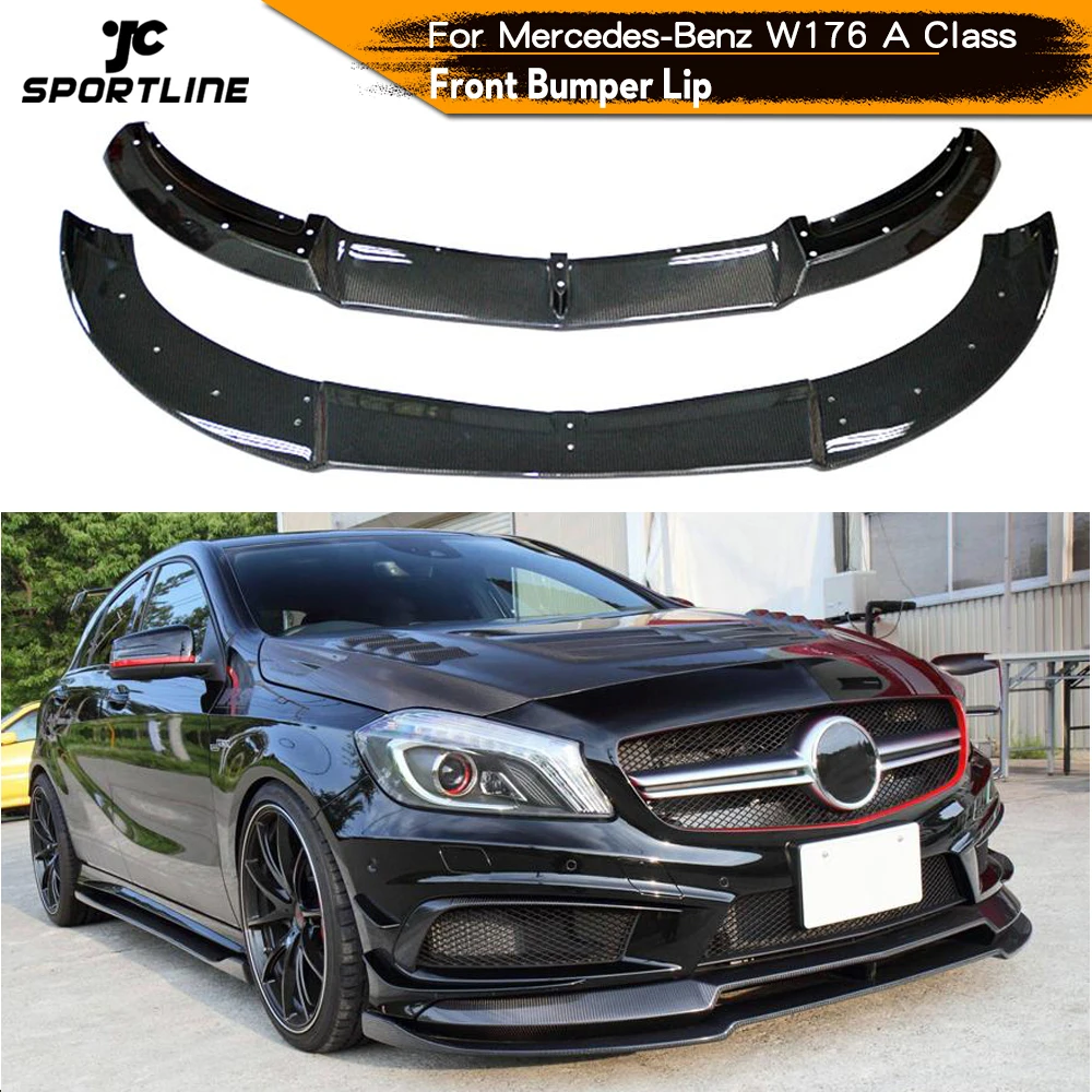 Двухуровневый передний бампер из углеродного волокна для Mercedes-Benz W176 A Class Sport A45 AMG