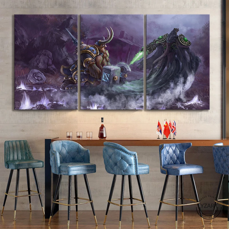 

3 Panels Heroes of The Storm Video Games Art Frameless Paintings Study Decor Start Craft Game Poster Wall Decor Paintings