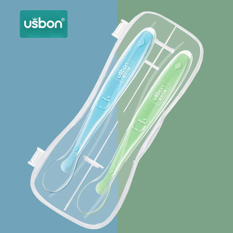 Usbon 2 шт., силиконовая ложка, детские ложки, посуда для кормления, детская посуда, столовые приборы, ложка, инструменты для лоскутного шитья, набор супов, половник