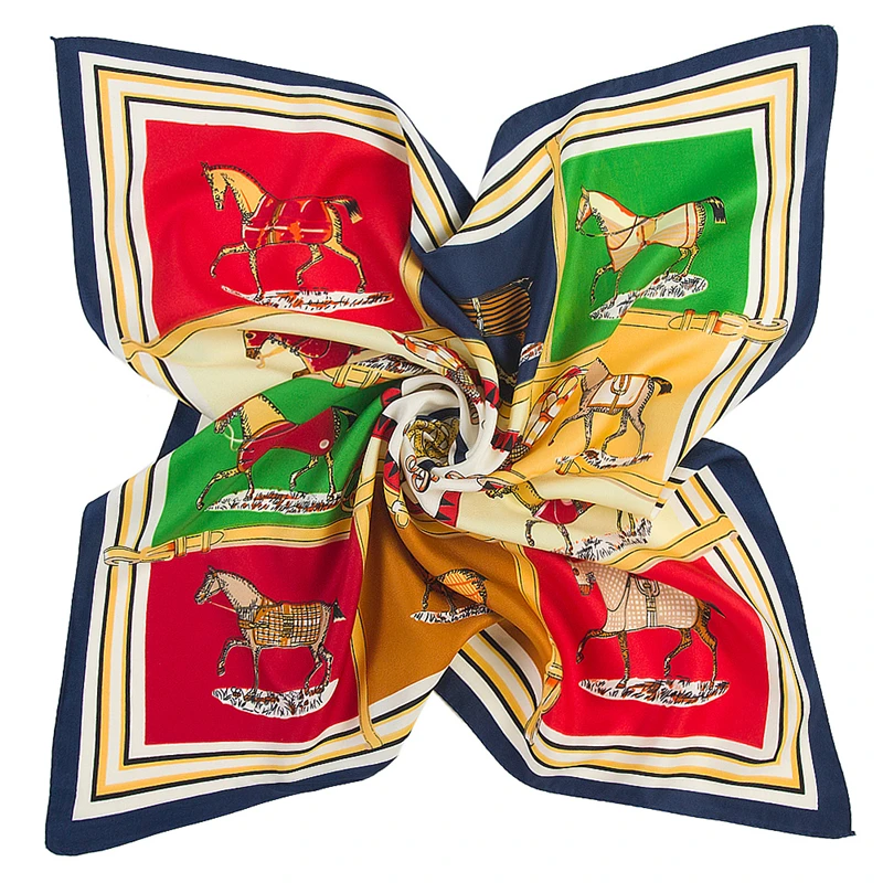 

60cm Square Scarf Hair Tie Band Women Small Vintage Skinny scarf Retro Head Neck Silk Scarf square scarves foulard E810 Print