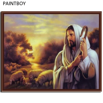 

PAINTBOY Wall Art Framed Pictures Painting By Numbers DIY Oil Painting On Canvas Church Decor Of Figure Painting Of Jesus G026