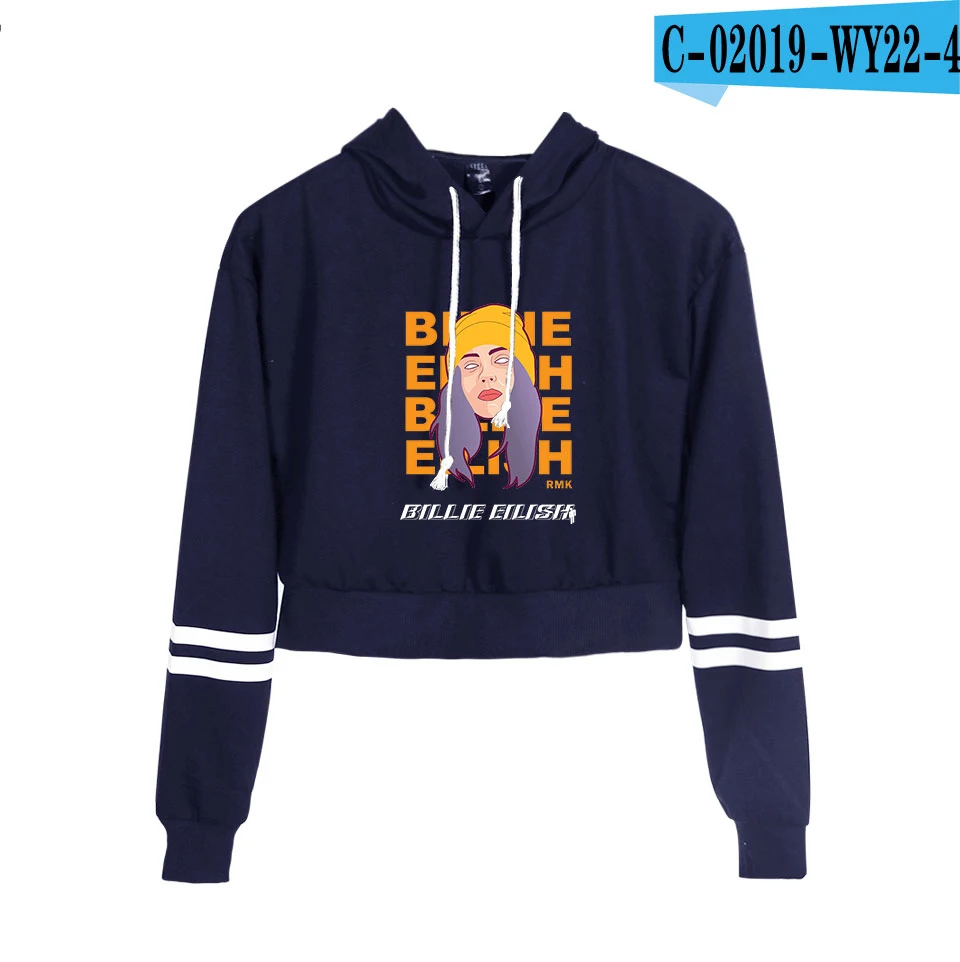 Billie Eilish 20th Century Tour модные пуловеры Толстовка Повседневная Популярная Милая крутая Спортивная Толстовка Kpop с пупком - Цвет: navy