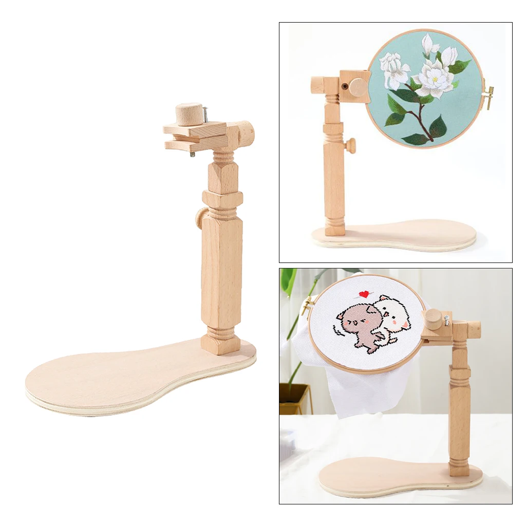 Adjustable Rotate Cross Stitch Rack Frame Dia 40cm Tabletop Round Embroidery Lap Frame Stand Holder