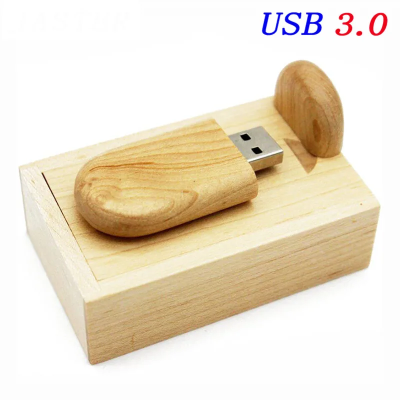 JASTER Высокоскоростной usb 3,0 Логотип Деревянный+ коробка персональный логотип печать Ручка-накопитель 8 ГБ 16 ГБ 32 ГБ 64 Гб usb Свадебный памятный подарок - Цвет: Maple wood