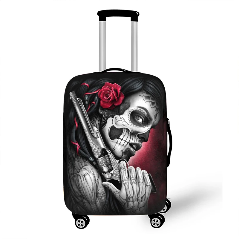 Tanie W ciemnym kolorze w stylu gotyckim czaszka/piękna osłona bagażu wodoodporna elastyczna walizka sklep