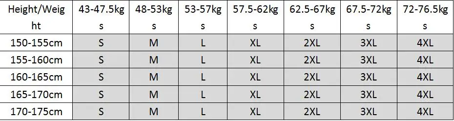jacket size reference