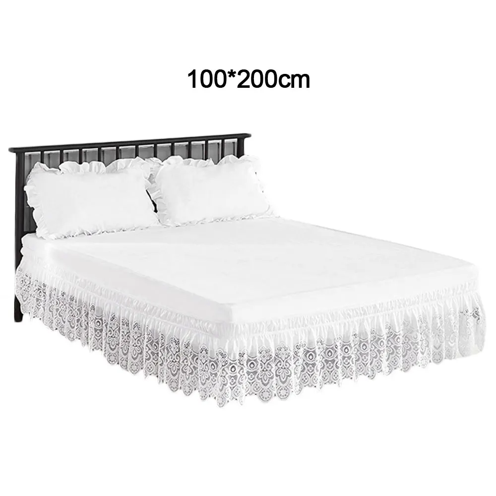 4 размера белая кружевная упругая юбка для кровати без морщин и пыли с рюшами для близнецов, королев и королевы, простые и милые постельные принадлежности