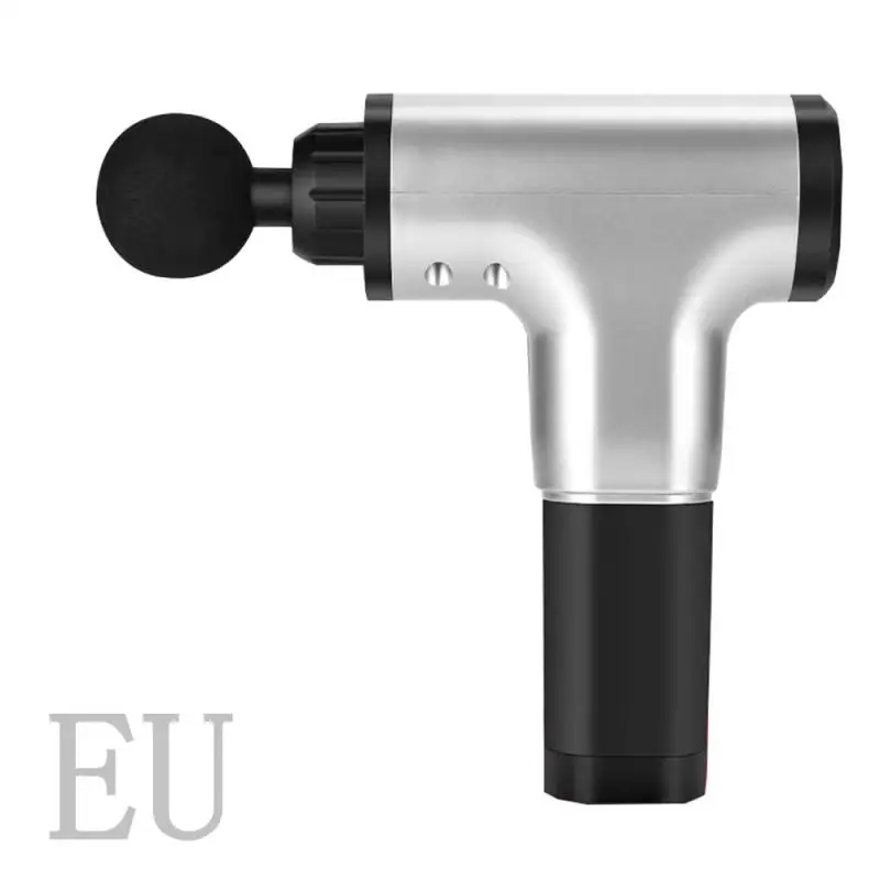 Silver EU Plug Массаж расслабления мышц массажный пистолет релаксационный Массажер вибрационный пистолет шумоподавление вибрационный массаж фитнес-оборудование - Цвет: Silver EU Plug