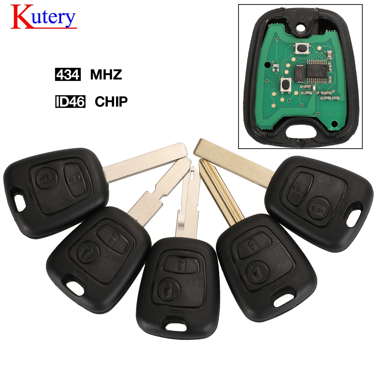5pcs 434Mhz ID46 2 Button Remote Car Key For Peugeot 207 307 407 206 306 406 Citroen Saxo Picasso Xsara Berlingo C1 C3 | Автомобили и