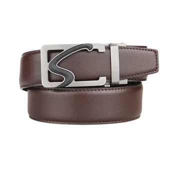 

New Arrivals Men 100% Genuine Leather Belt Cowhide Cowboy Belt Straps With Alloy Automatic Buckle Leather Straps for Man