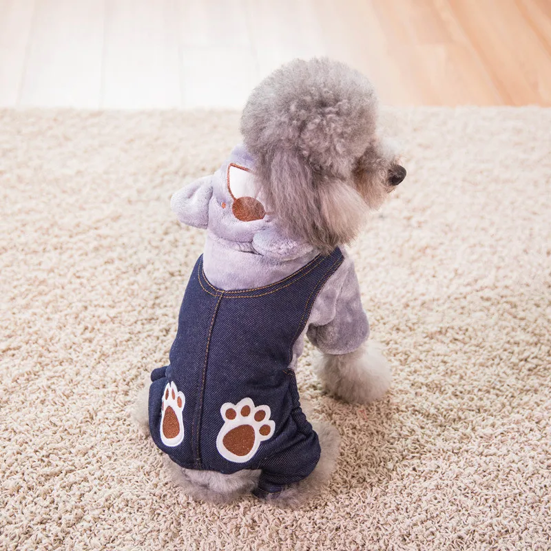 

Hipidog Dog Clothes Winter Teddy Schnauzer Cotton Dog Winter Jumpsuit Four Legs