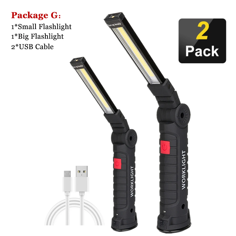 USB 150°Rotation COB LED Work Light Car Garage Mechanic Rechargeable Torch Lamp 