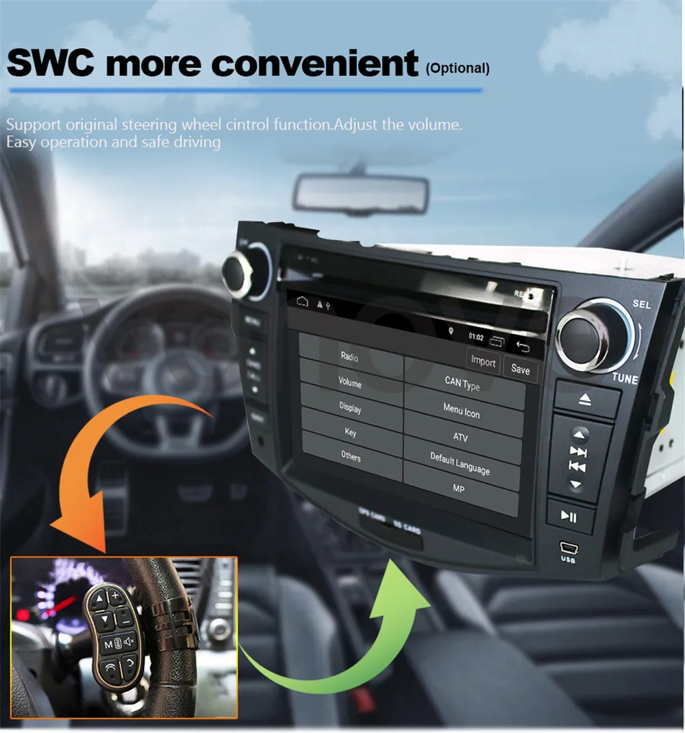 Top 7" Quad Core Car DVD Player for Toyota Rav4 RAV 4 Android 9.1 2din Car Radio Audio Video Auto Stereo GPS Navigation WIFI 9