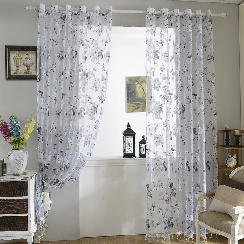 Оконные тюлевые отвесные занавески для гостиной, спальни, кухни, современные драпированные занавески на окна, вуаль, цветочные занавески, ткань