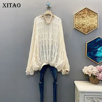 

XITAO Irregular Women Blouse Fashion New Women Elegant 2020 Spring Summer Pleated Pullover Hollow Out Casual Shirt GCC3472