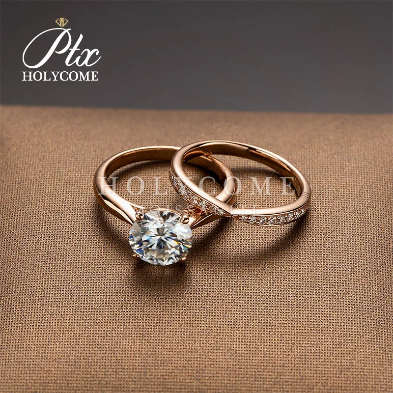 Розовое золото 18 карат прекрасный пара кольца свадебные наборы для ухода за