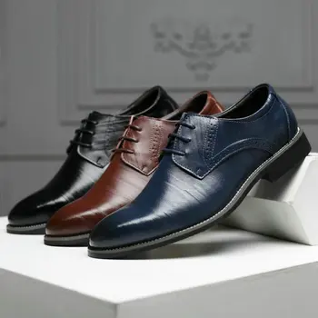 

Men Oxfords Shoes Male Formal Shoes New High Quality Genuine Leather Men Brogues Shoes Lace-Up Bullock Business Dress A51-56