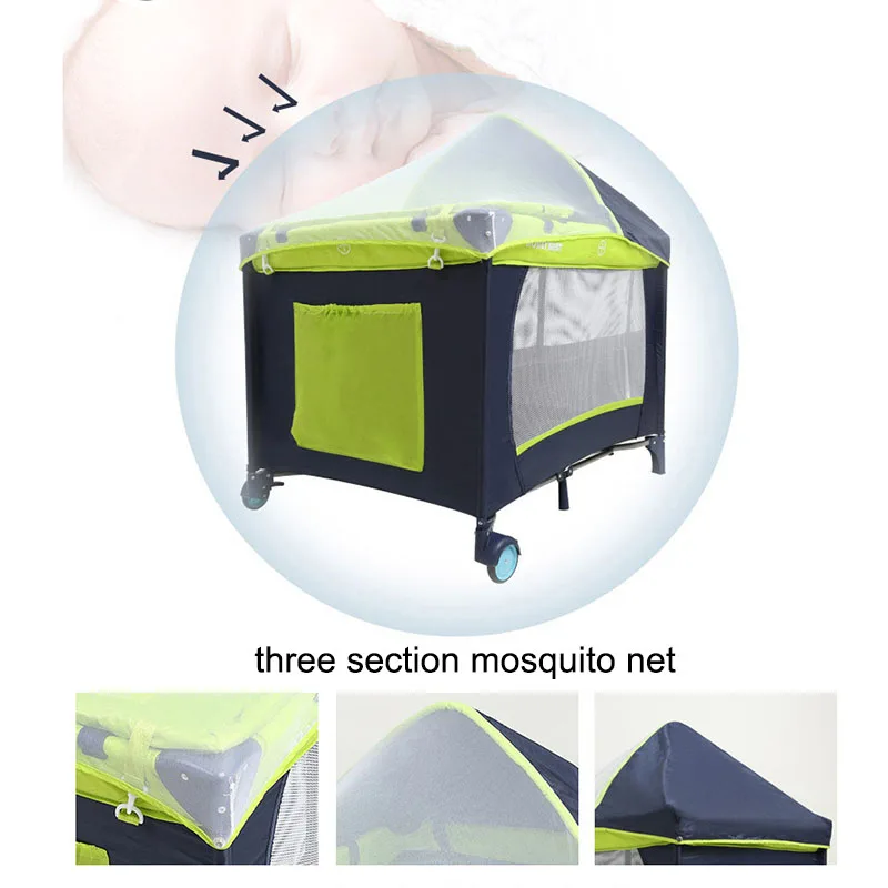 Baby crib Game bed Diaper table Baby bed Multifunctional crib Foldable Portable With rollers Easy t