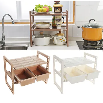 

2 Tiers Under Sink Shelf Retractable Kitchen Storage Rack Holder Organizer Drawer Stand Home Kitchen Storage Tools Foldable