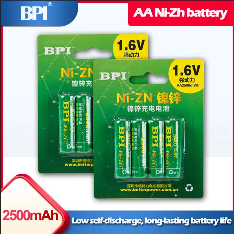 8 шт./лот BPI AA 2500mWh 1 6 в NI Zn NIZN аккумуляторная батарея для игрушек цифровая камера