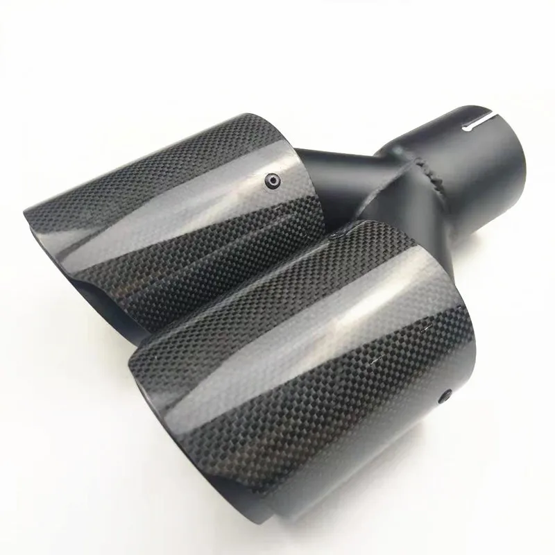 

1 Piece Y Model Exhaust Dual muffler pipe Carbon fiber + Stainless steel Universal Car Exhaust tail tips