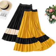 Uumaysari Бутик Осень и зима новая Лоскутная юбка эластичная трикотажная драпированная плиссированная юбка Хепберн модная длинная юбка