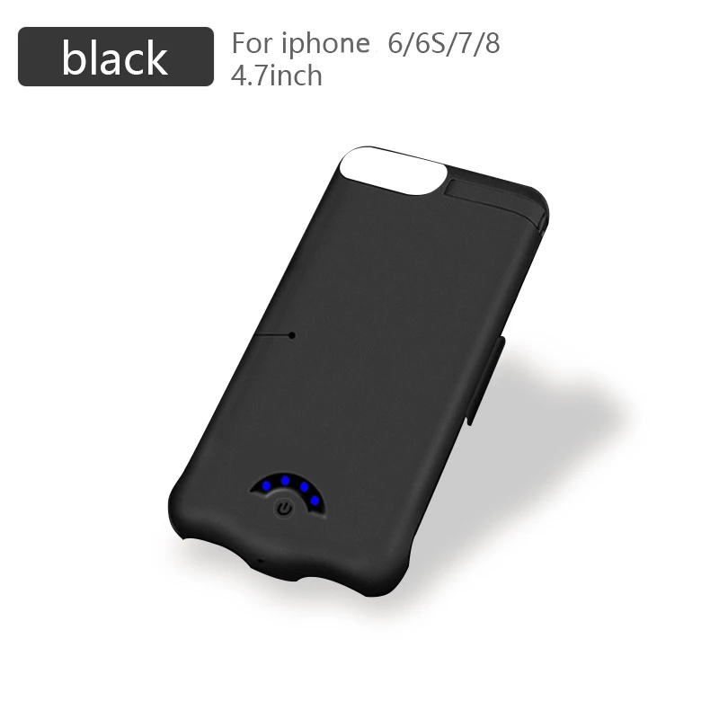 10000 мАч чехол для аккумулятора телефона для iPhone 6 6s 7 8 Внешний аккумулятор ультра тонкий резервный аккумулятор для iPhone 6 6s 7 8 Plus X чехол для телефона - Цвет: Black for 6 6s 7 8