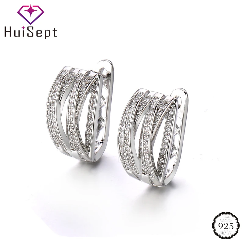 Серьги-подвески женские из серебра 925 пробы с многослойной инкрустацией циркония