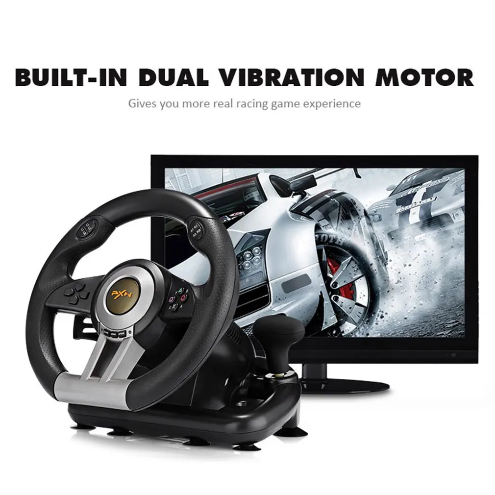 

Racing Game Pad 180 Degree Steering Wheel Vibration Joysticks With Foldable Pedal For PC PS3 PS4 Xbox One Dual mode