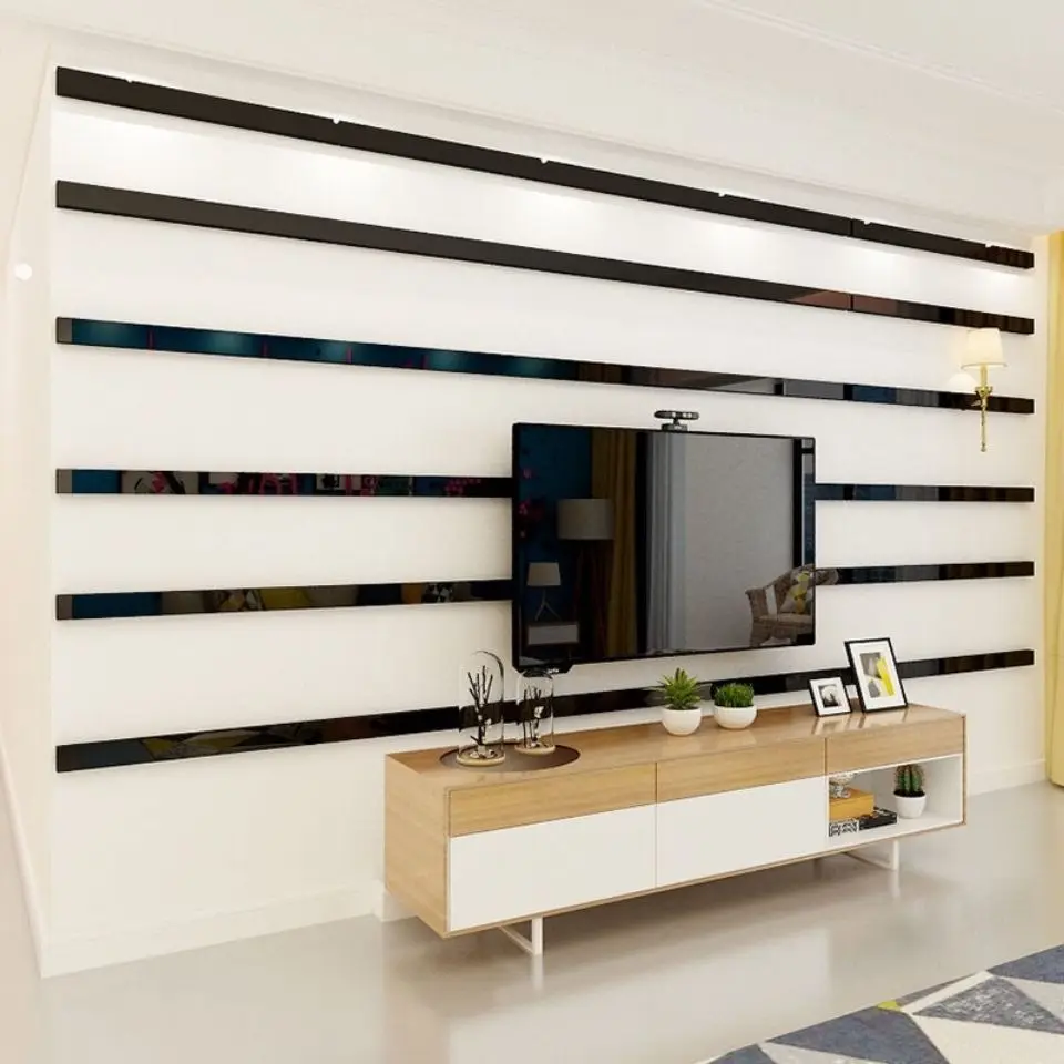 20pcs Waist Lines Acrylic 3D Mirror Wall Stickers Living Room Strips Wall Sticker for TV Background Bedroom Home Decoration