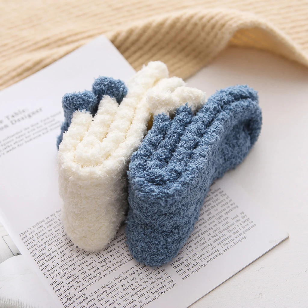 Set Of 2 Pairs Winter Soft Socks Slipper Socks Crew Socks Sleep Socks For Women Warm Socks