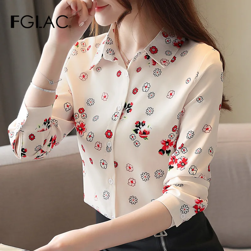 Blusas mujer de moda Осенняя женская блузка рубашка с модным принтом элегантная шифоновая блузка тонкая Офисная Женская рубашка женские топы