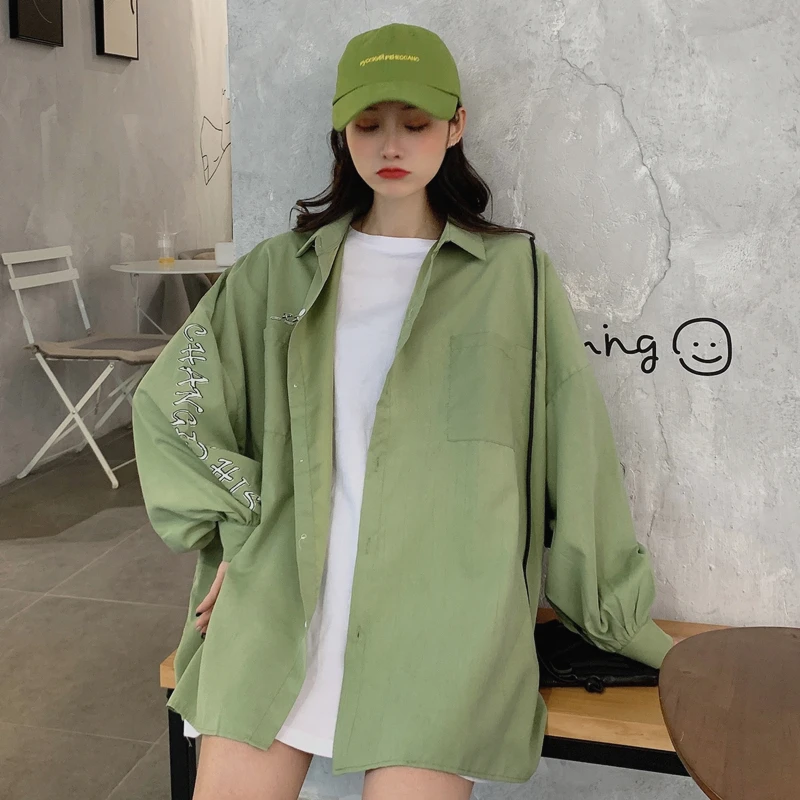 

NoEnName_Null Plus Size Spring and Summer Dress Korean Harajuku Style Loose Casual Wild Bat Sleeves Long Shirt Women 50A