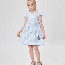 Летнее платье для девочек г.; праздничные хлопковые платья-пачки в полоску с бантом для маленьких девочек; детское платье; одежда для детей;