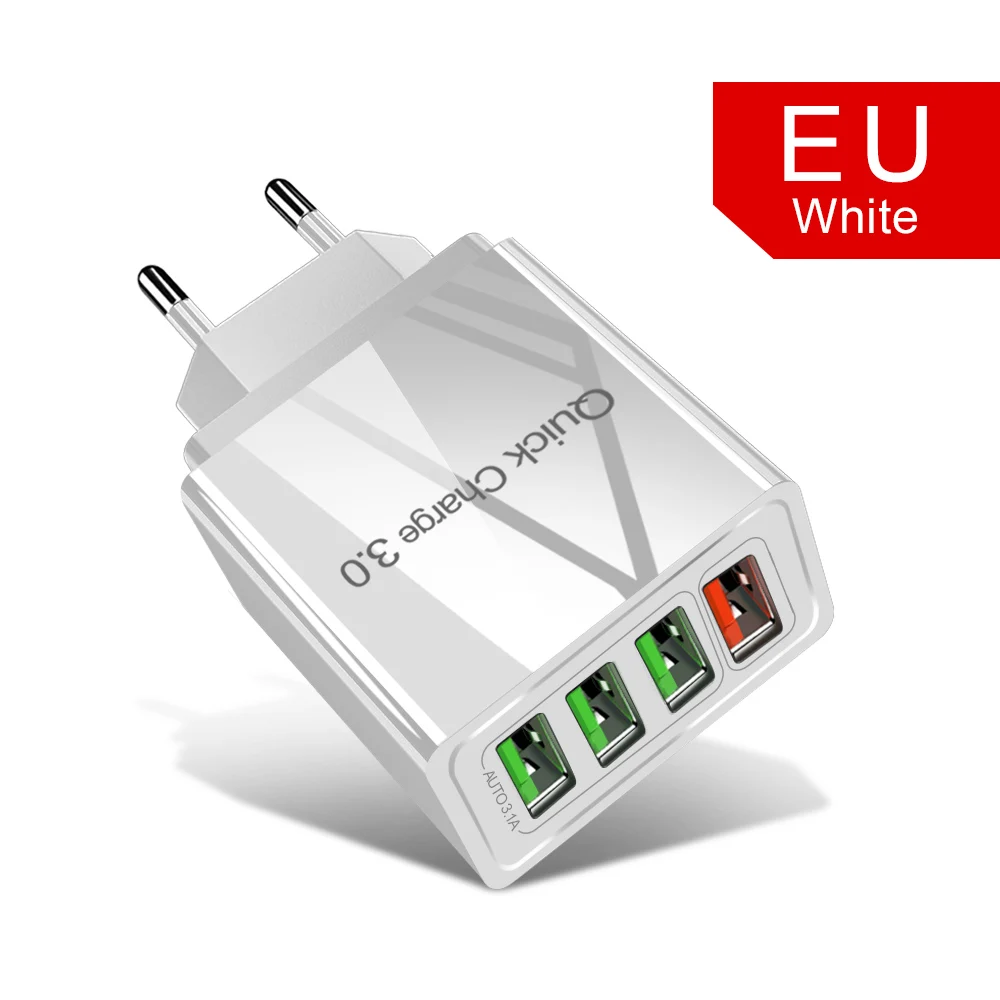48W Quick Charge 4.0 3.0 4 Port USB Charger USB Fast Charger QC4.0 QC3.0 For Samsung S10 A50 Xiaomi Mi9 iPhone X 7 Wall Adapter usb c 5v 3a Chargers