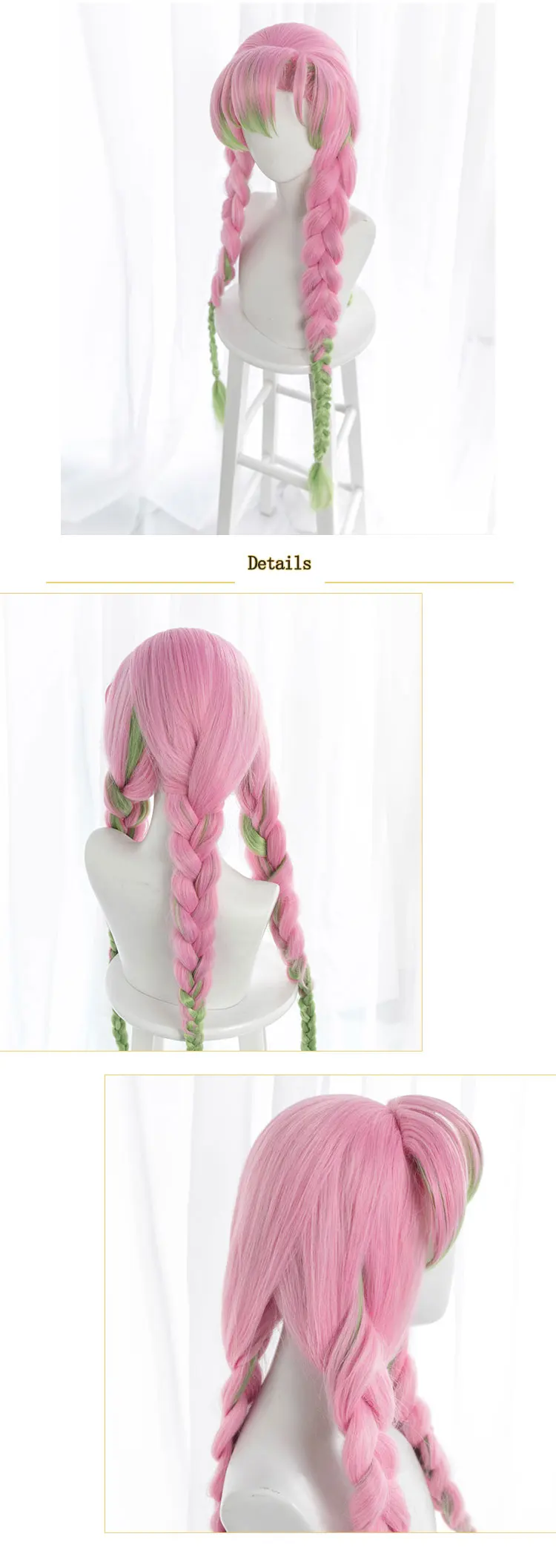 PRE-SALE UWOWO Kanroji Mitsuri Wig Kimetsu No Yaiba Demon Slayer Cosplay Wigs Pink Green Gradient Synthetic Heat Resistant Hair