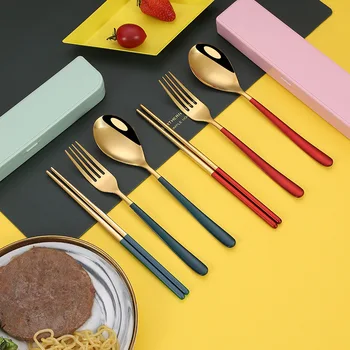 

Dinnerware Set Travel Cutlery Set Camping Tableware Reusable Utensils Set with Spoon Fork Chopsticks Straw and Portable Case