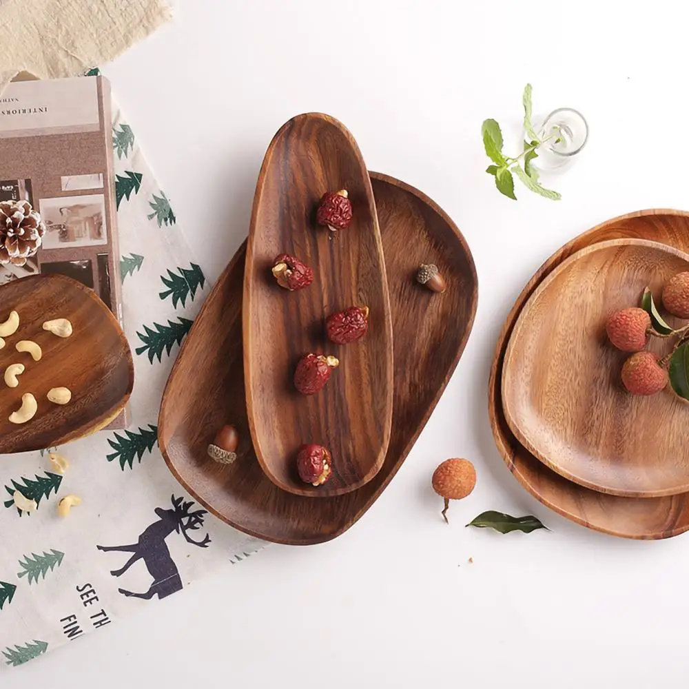 

Irregular Wood Oval Solid Wood Tray Fruit Tray Tea Tray Dessert Tray
