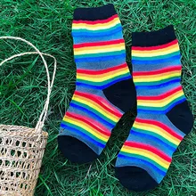 KANCOOLD носки полосатые Лоскутные Стандартные носки женские модные радужные ткани повседневные хрустальные шелковые oct31